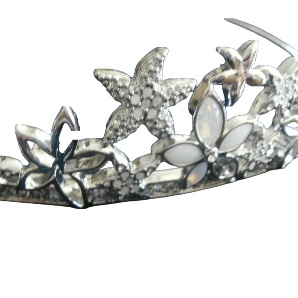 SWAROVSKI Rhodium-Plated Confetti Tiara | White Opal & Clear Crystals